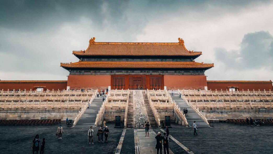 Het keizerlijk paleiscomplex van de Verboden Stad in Peking, China