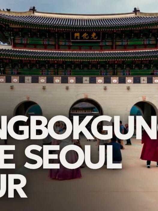 Gyeongbokgung seoul palace 4k walk tour 56 renting a car in okinawa People walk in front of the main gate of gyeongbokgung palace in seoul, with a large tour text overlay in the foreground. -copyright-moving-jack. Com